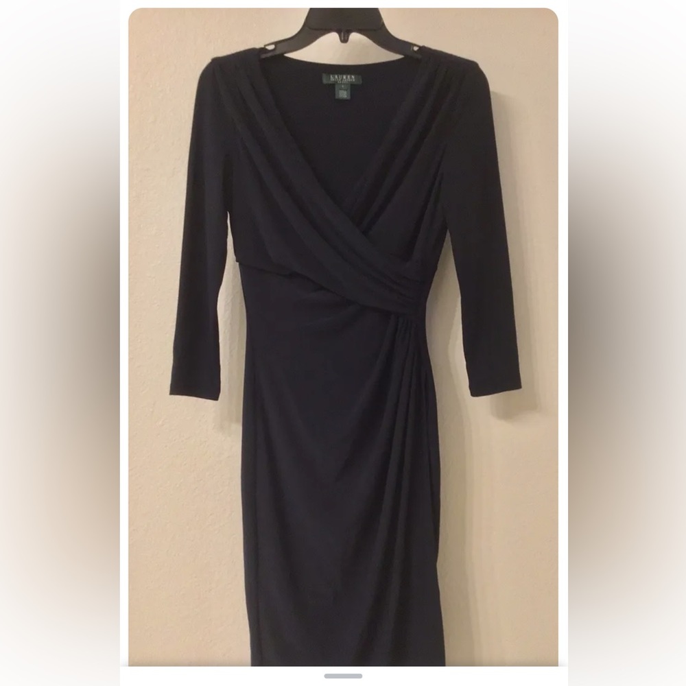 Lauren Ralph Lauren Women's Jersey Surplice Dress | Navy Size 2✨